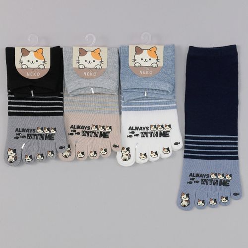 スタジオ・ポアック
5本指 ロークルー丈 三毛猫ラバープリント ライン切替