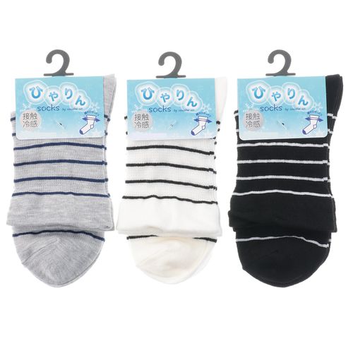 ウィックス
ひやりん冷感 ロークルー丈 ワッフルボーダ－柄