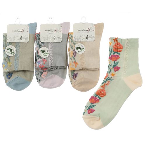 常峰ソックス
クルー丈 フロート縦花柄 靴下