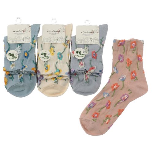 常峰ソックス
クルー丈 フロート花柄 靴下