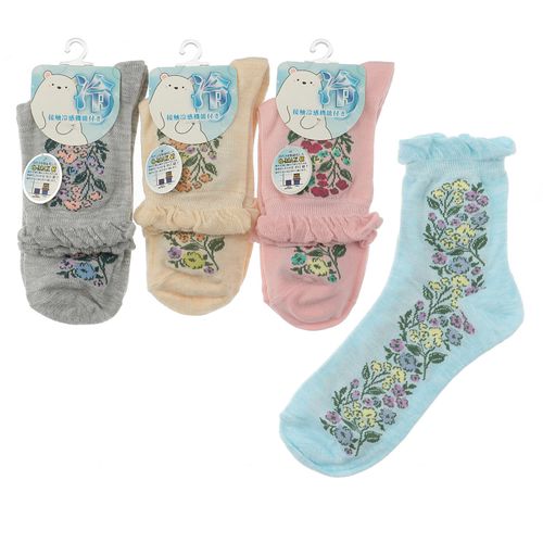 常峰ソックス
クルー丈 接触冷感 花柄 靴下