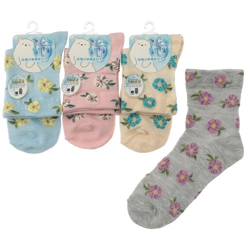 常峰ソックス
クルー丈 接触冷感 花柄 靴下