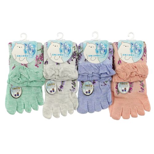 常峰ソックス
5本指 メッシュ 接触冷感 花柄 靴下