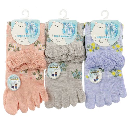 常峰ソックス
5本指 メッシュ 接触冷感 花柄 靴下