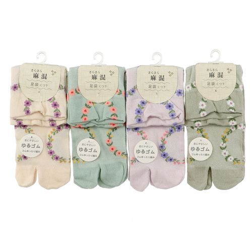 常峰ソックス
足袋 麻混 リース柄 靴下