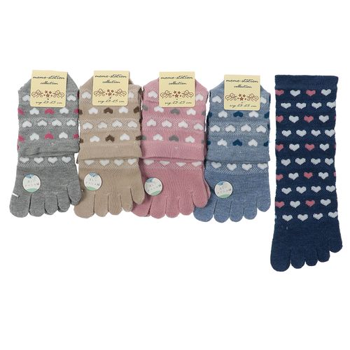 モモステーション
5本指 メッシュ編み ハート柄