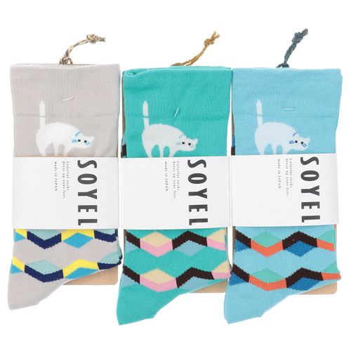 アシスト
SOYLE ネコと幾何学柄 靴下