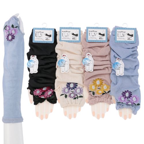 常峰ソックス
アームカバー 45cm丈 指先花柄 親指穴付き