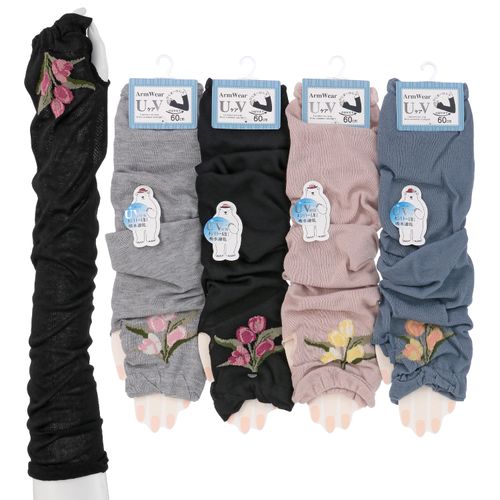 常峰ソックス
アームカバー 60センチ丈 指先花柄 親指穴付き