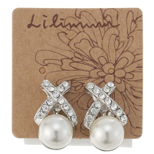 リリマム
樹脂付クリップイヤリング クロスパール