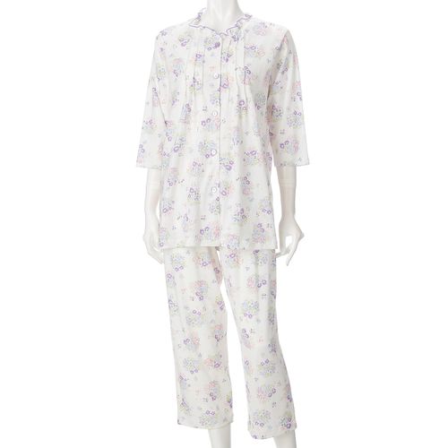ギャルソンヌ
婦人 綿100％SZ天竺フラワーブーケ柄ピンタックフリルパジャマ