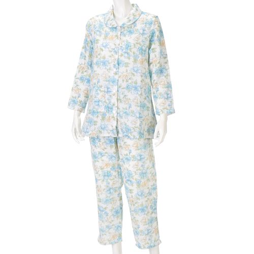 ウイズ
婦人 綿100％ ダブルガーゼ 薔薇柄パジャマ（長袖＋長パンツ）