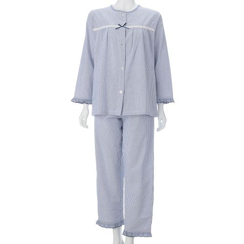 美竹
婦人 綿サッカーストライプ シャツパジャマ