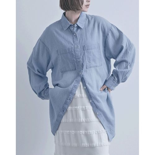 山本定
シアーデニム胸両ポケシャツ
