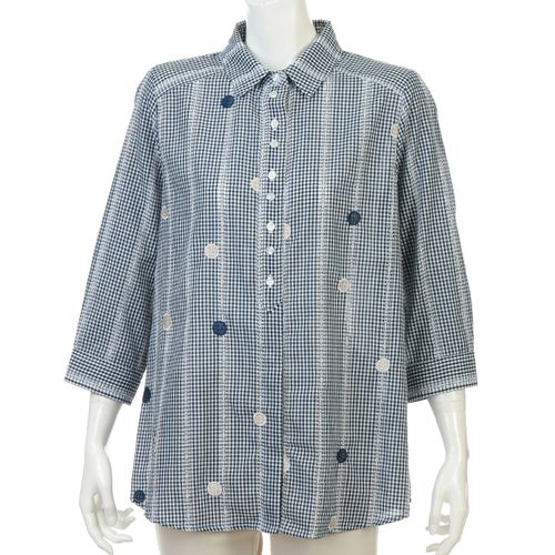 玉一商店
カラミチェック水玉刺繍ブラウス