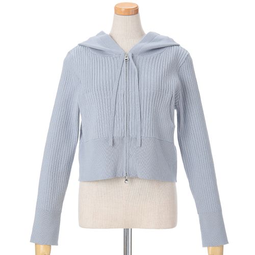 リブ
トリプルルント リブ針編みWジップカーディガン