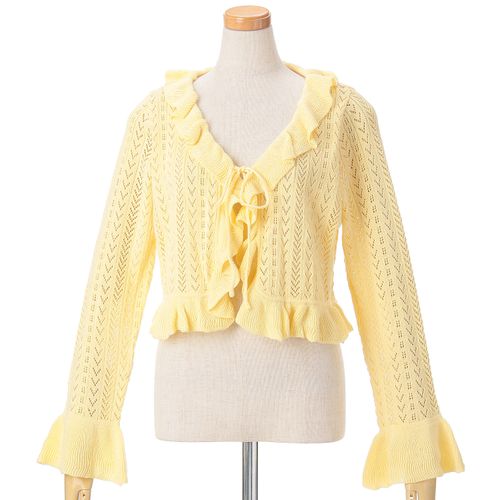 リブ
トリプルルント 透かし編みフリルカーディガン