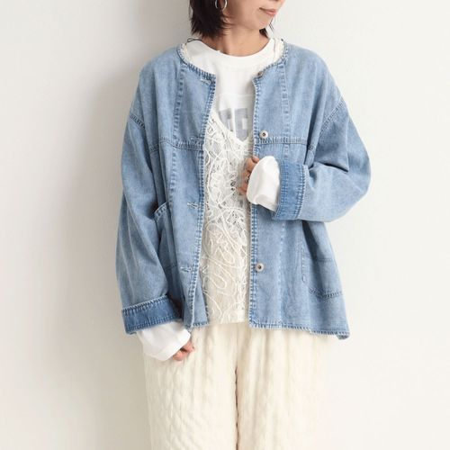 オンアンドオン
le colis 6．5ozデニムノーカラージャケット