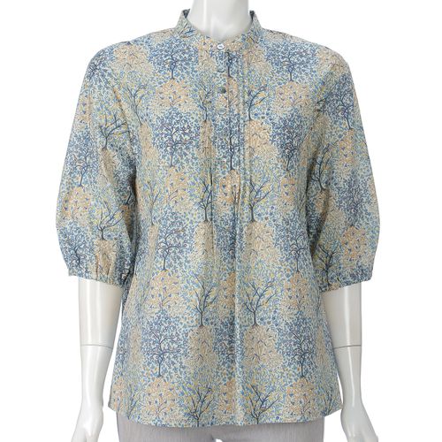 三澤
リバティプリントツリー＆バードマオカラーピンタックチュニック