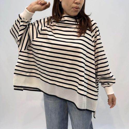 ハルズアミ
ハルズアミ メッシュヘムボーダーフレアプルオーバー