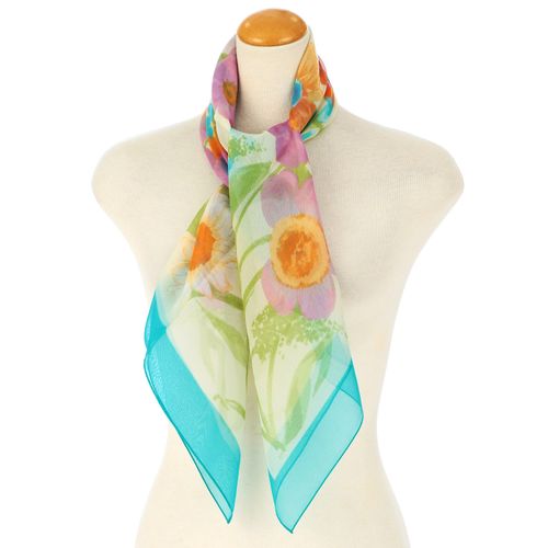 東京毛織
イタリア製 フラワー柄大判シフォンスカーフ 88×88