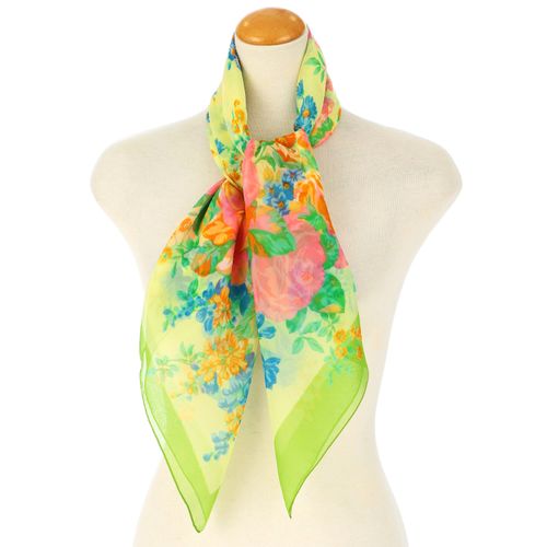 東京毛織
イタリア製 ブーケ柄大判シフォンスカーフ 88×88