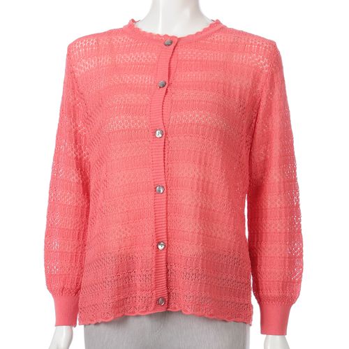 ビワレ
横柄透かし丸首カーディガン