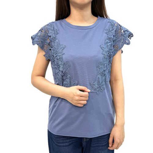 玉一商店
レース使いフレンチ袖プルオーバー