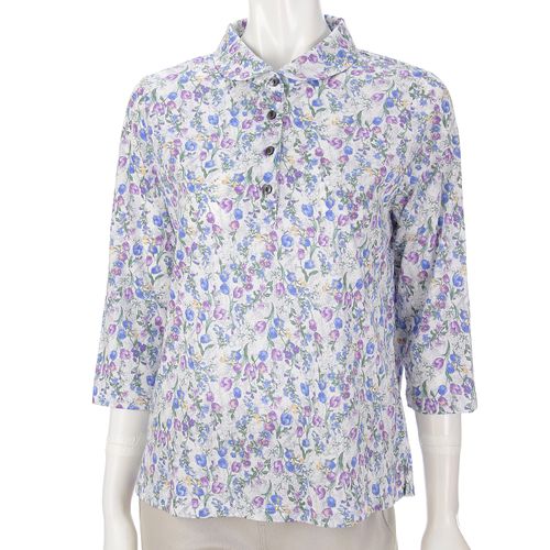 グリーンフィールド
花柄総柄プリント台襟付きポロシャツ