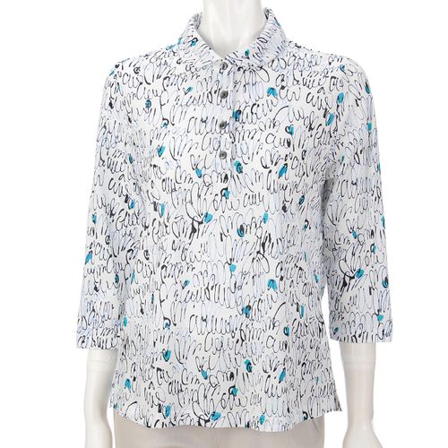 グリーンフィールド
台襟付き抽象柄総プリントポロシャツ