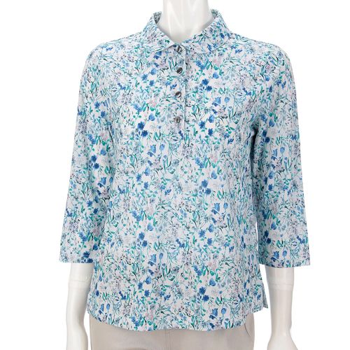 グリーンフィールド
総花柄プリント台襟付きポロシャツ