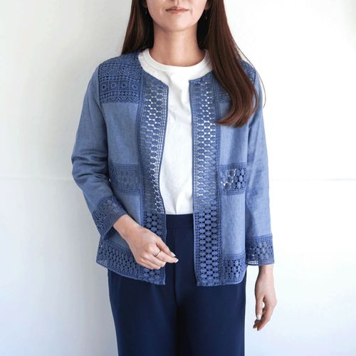 玉一商店
デニム調綿麻PUジャケット