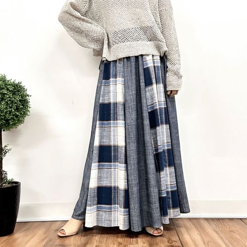 クリーク
MONiLE 麻混チェック＆無地コンビスカート