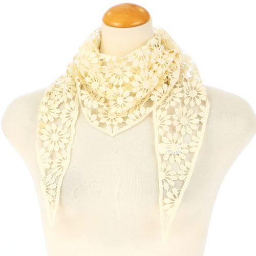 サード　コレクション
コットン刺繍三角レースストール フラワー