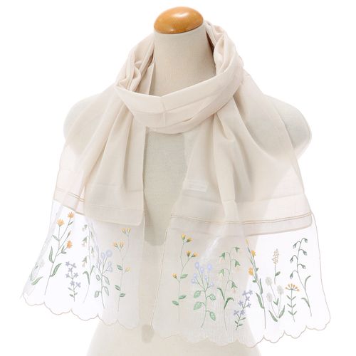 ソレイユ
オーガンジー刺繍ストール ボタニカル柄