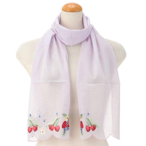 ソレイユ
スカラップ刺繍ストール フルーツ柄