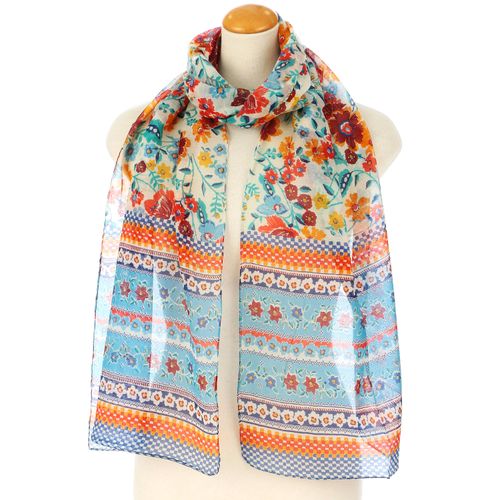 佳雅
インド製 綿シルクボーダー花柄ストール