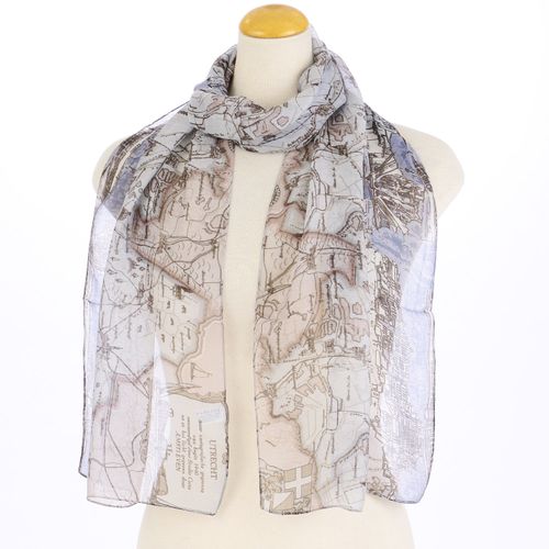 サード　コレクション
インド製 シルク混街並み柄プリントストール