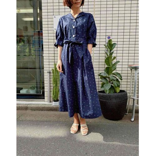 ダブル・フェース
Doubleface Tokyo 水玉オープンカラーリボン付きワンピース