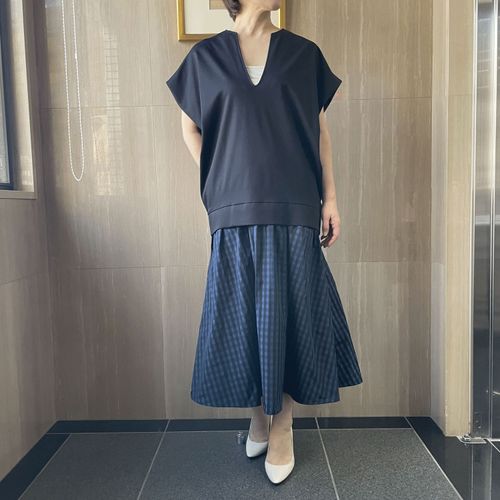 一珠
NOUQUE チェックスカートコンビワンピース