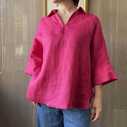 一珠
KOKIA 襟付きスキッパー麻ブラウス