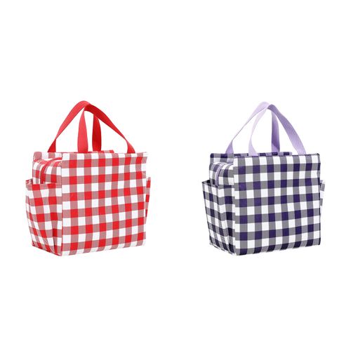 生駒クロス
チェック柄横ポケット付き保冷バッグ