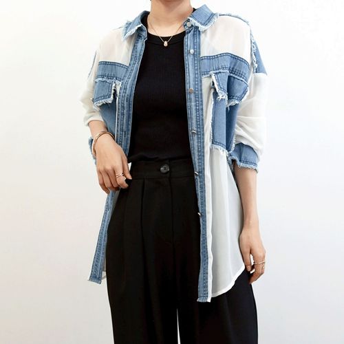 セブンデイズ
SEVEN SENSE デニム切替シアーシャツ