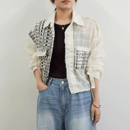 セブンデイズ
SEVEN SENSE アシメツイードデザインシアーシャツ