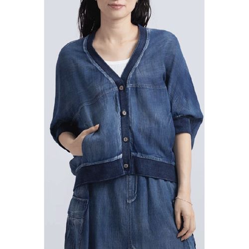 Ａｓｈｌｅｙ＆Ｂｒｏｓ
33℃ 綿ガーゼindigo7分袖Vネックカーディガン