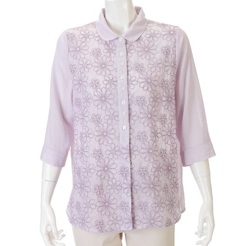 玉一商店
T／Cストライプ刺繍ブラウス