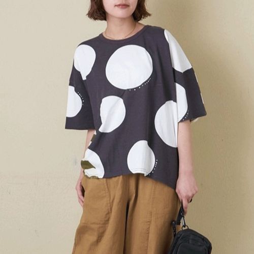 オーセンティック
CUBE SUGAR ドットボーダープリント汗染み防止加工Tシャツ