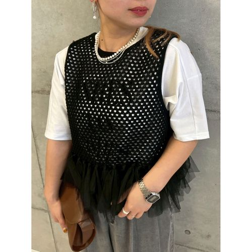 ドリーム
ROSIEE 裾チュールメッシュニットベスト