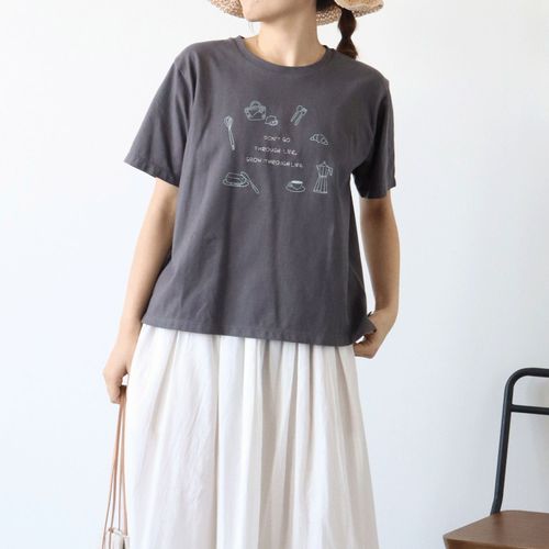 ノンノ
cloudnine UV加工 コットンSZ天竺ピクニックモチーフプリント＋文字刺繍入りTシャツ