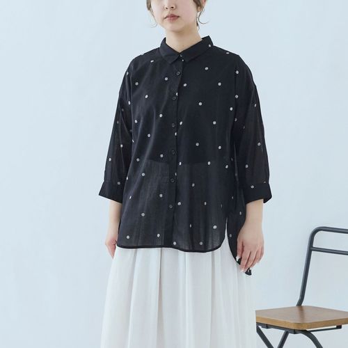ノンノ
cloudnine コットンシアーボイルドットプリントシャツカラーチュニック